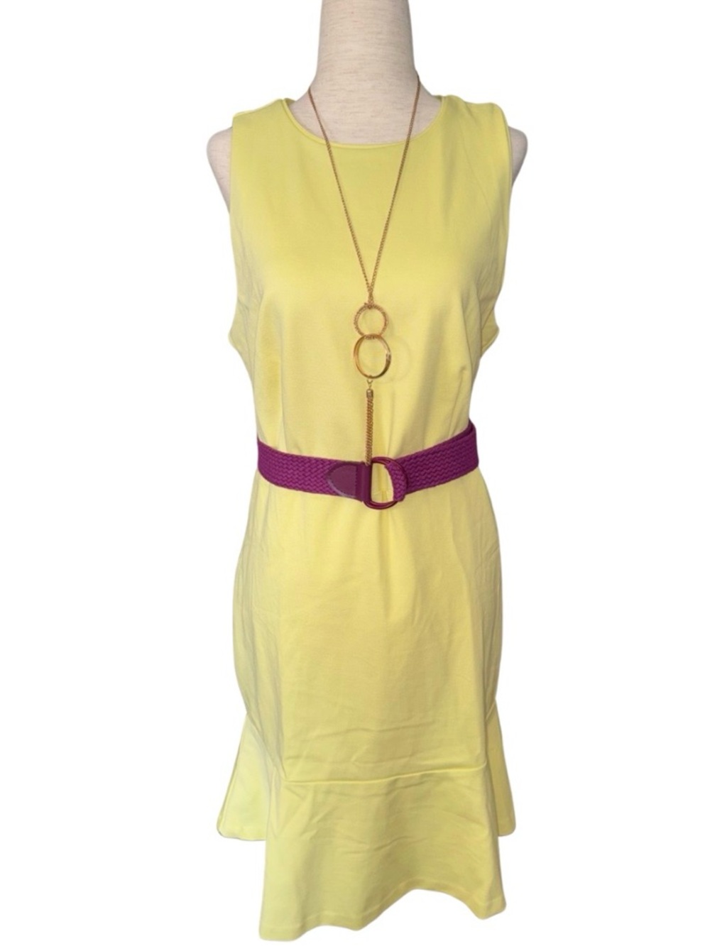 Pastel Yellow Drop Waist Dress 1920s Flapper‎ Style Petite 14 NWT